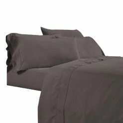 Minka 6-Piece Dark Brown Solid Soft Antimicrobial Microfiber Full Bed Sheet Set by Benjara