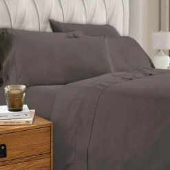 Minka 6-Piece Dark Brown Solid Soft Antimicrobial Microfiber Queen Bed Sheet Set by Benjara -Better Trends Sales Store benjara sheet sets bm276872 fa 1000