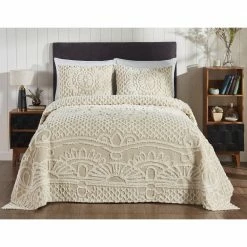 Ardent Collection 3-Piece Beige Full 100% Cotton Bedspread Set by Better Trends