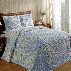 Florence 3-Piece 100% Cotton Blue Queen Medallion Design Bedspread Set by Better Trends