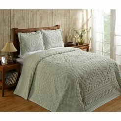 Rio 3-Piece 100% Cotton Tufted Sage King Floral Design Bedspread Set by Better Trends