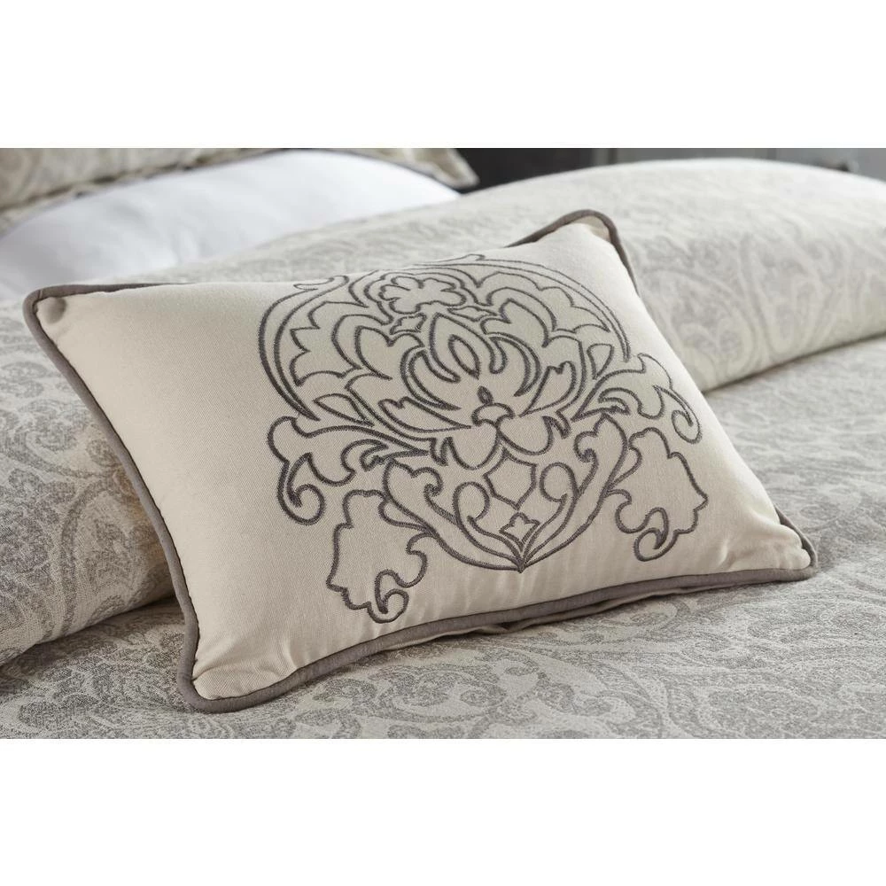 Haven Damask Comforter 4-Piece Gray Queen 100% Cotton Jacquard Weave with a Floral Pattern Comforter Set by Better Trends 7 Haven Damask Comforter 4-Piece Gray Queen 100% Cotton Jacquard Weave with a Floral Pattern Comforter Set by Better Trends - Image 5