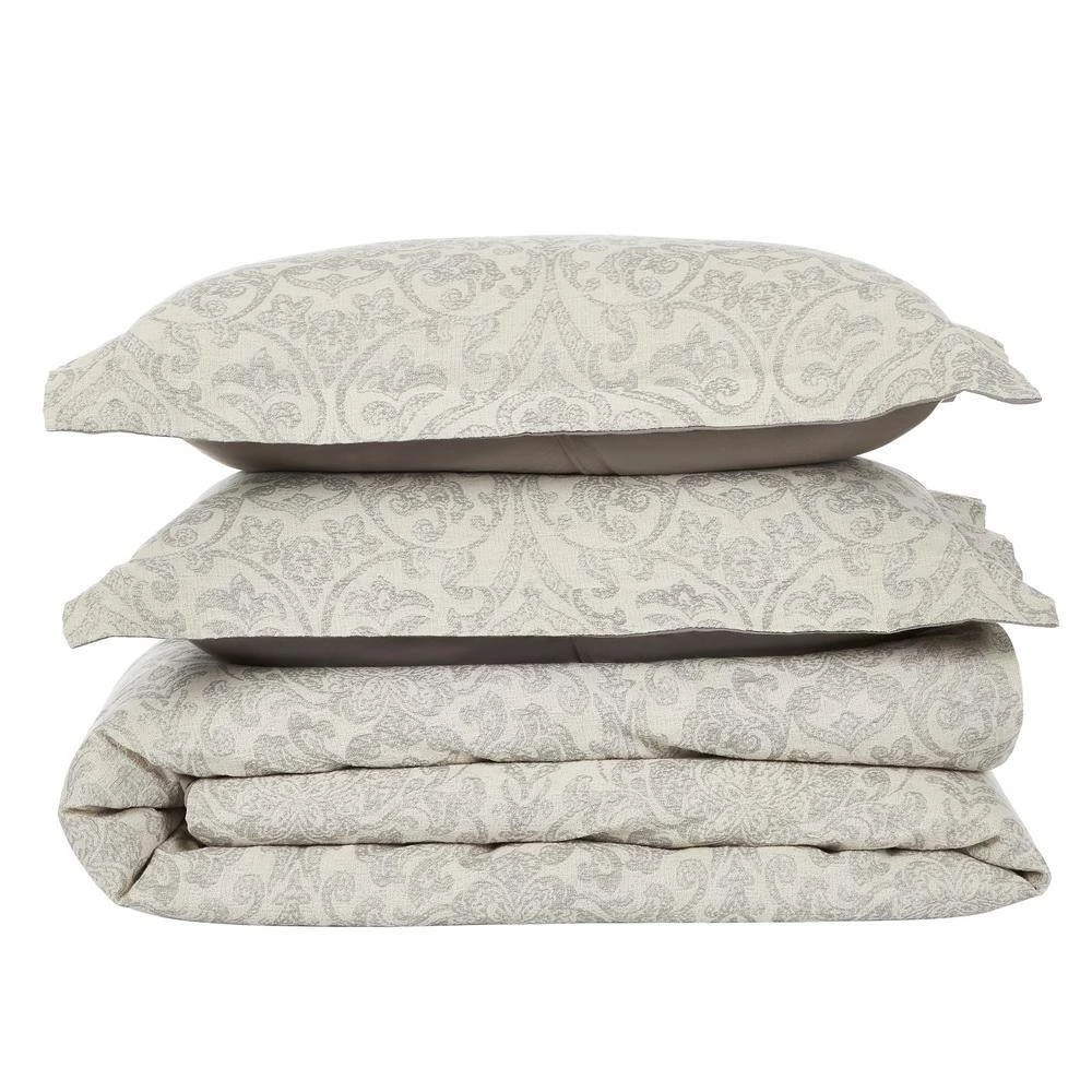 Haven Damask Comforter 4-Piece Gray Queen 100% Cotton Jacquard Weave with a Floral Pattern Comforter Set by Better Trends 8 Haven Damask Comforter 4-Piece Gray Queen 100% Cotton Jacquard Weave with a Floral Pattern Comforter Set by Better Trends - Image 6