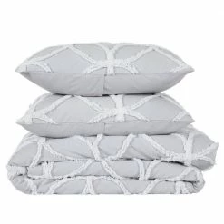 Wedding Ring 2-Tone 3-Piece Gray/White Queen 100% Cotton Comforter Set by Better Trends -Better Trends Sales Store better trends bedding sets cowrqugrwh 44 1000
