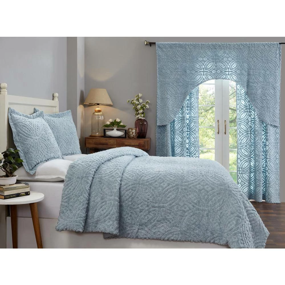 Wedding Ring Comforter 2-Piece Blue Twin 100% Cotton Tufted Unique Luxurious Soft Plush Chenille Comforter Set by Better Trends 5 Wedding Ring Comforter 2-Piece Blue Twin 100% Cotton Tufted Unique Luxurious Soft Plush Chenille Comforter Set by Better Trends - Image 3