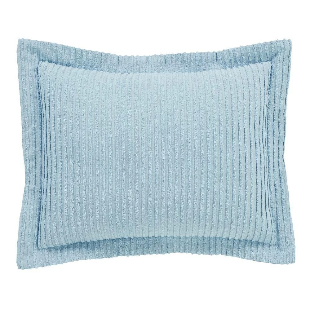 Julian Comforter 2-Piece Blue Twin 100% Cotton Tufted Chenille Solid Stripes Design Comforter Set by Better Trends 6 Julian Comforter 2-Piece Blue Twin 100% Cotton Tufted Chenille Solid Stripes Design Comforter Set by Better Trends - Image 4