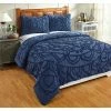 Cleo Comforter 3-Piece Floral Design Navy Full/Queen 100% Cotton Tufted Chenille Comforter Set by Better Trends -Better Trends Sales Store better trends bedding sets ss quclqfnv 64 1000