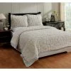 Eden Comforter 3-Piece Floral Design Gray & Ivory King 100% Cotton Tufted Chenille Comforter Set by Better Trends