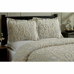 Eden Comforter 3-Piece Floral Design Gray & Ivory King 100% Cotton Tufted Chenille Comforter Set by Better Trends -Better Trends Sales Store better trends bedding sets ss quedkigriv c3 1000