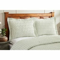 Isabella Comforter 3-Piece Sage King 100% Cotton Tufted Chenille Wavy Channel Design Comforter Set by Better Trends -Better Trends Sales Store better trends bedding sets ss quiskisa c3 1000