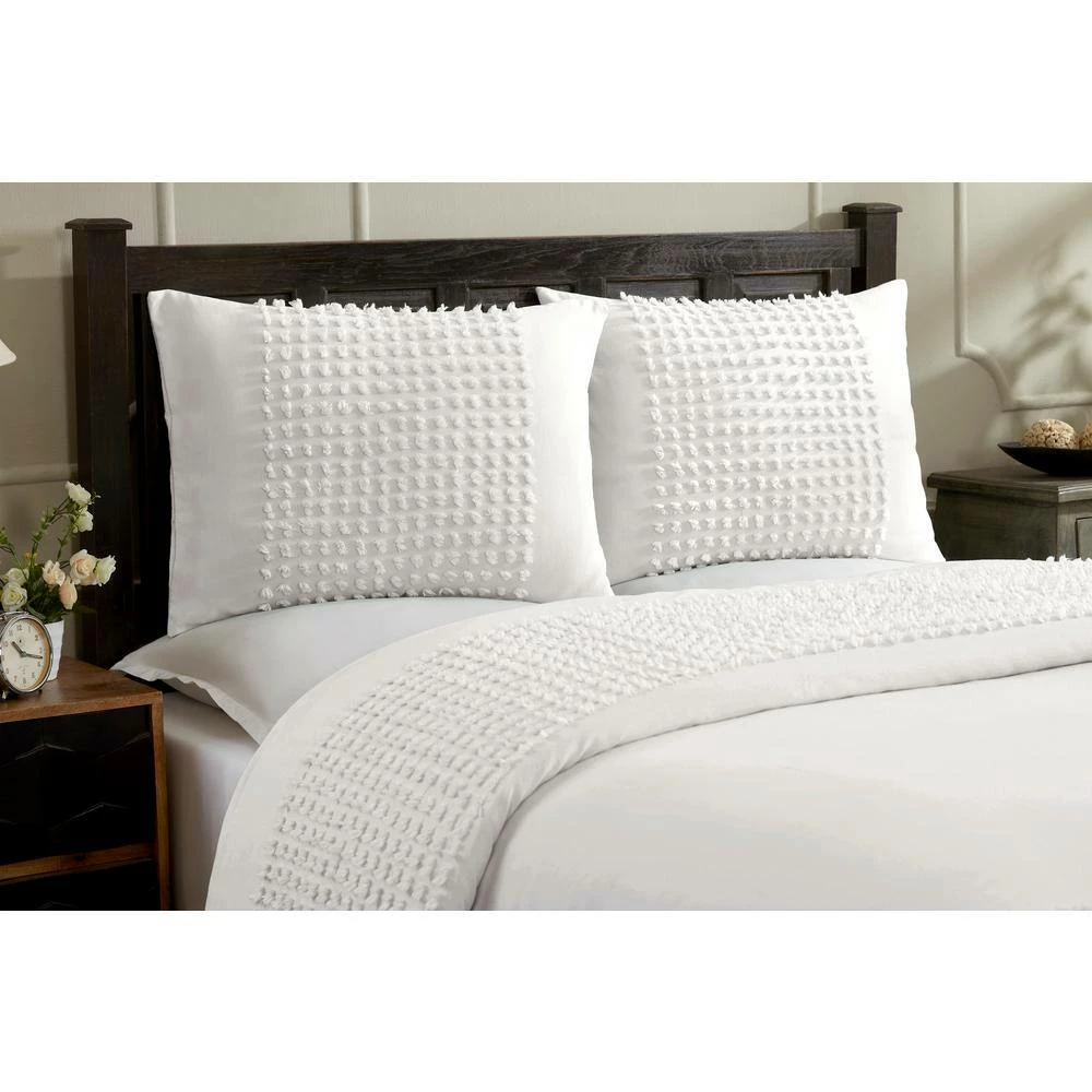 Olivia Comforter 3-Pece Ivory Full/Queen 100% Cotton Tufted Chenille Motif Design Comforter Set by Better Trends 5 Olivia Comforter 3-Pece Ivory Full/Queen 100% Cotton Tufted Chenille Motif Design Comforter Set by Better Trends - Image 3