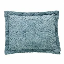 Wedding Ring Collection Blue Standard 100% Cotton Tufted Unique Luxurious Soft Plush Chenille Ring Design Sham by Better Trends