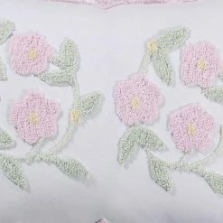 Bloomfield Collection in Floral Design Rose Standard 100% Cotton Tufted Chenille Sham by Better Trends -Better Trends Sales Store better trends pillowcases ss shbf2227ro c3 1000