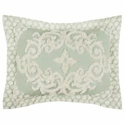 Florence Collection in Medallion Design Sage Standard 100% Cotton Tufted Chenille Sham by Better Trends