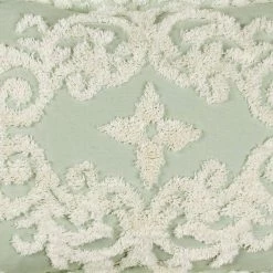 Florence Collection in Medallion Design Sage Standard 100% Cotton Tufted Chenille Sham by Better Trends -Better Trends Sales Store better trends pillowcases ss shfl2127sa c3 1000