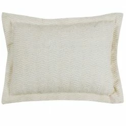 Natick Collection in Wavy Channel Stripes Design Ivory Standard 100% Cotton Tufted Chenille Sham by Better Trends