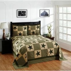 Star Collection Green & Gold King 100% Cotton Patchwork Bedspread Set by Better Trends