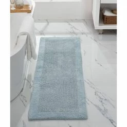 Edge Collection 20 in. x 60 in. Blue 100% Cotton Runner Bath Rug by Better Trends