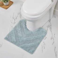 Hugo Collection Blue 100% Cotton Rectangle 3-Piece Bath Rug Set by Better Trends -Better Trends Sales Store blue better trends bathroom rugs bath mats bahg3pc172021bl 4f 1000