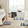 Griffie Collection Blue and Gray Stripes Pattern 100% Cotton Rectangle 5-Piece Bath Rug and Towel Set by Better Trends -Better Trends Sales Store blue gray better trends bathroom rugs bath mats batlgr5pcblgr 64 1000