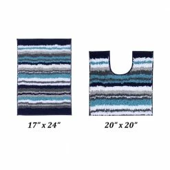 Griffie Collection 2-Piece Blue and Grey 100% Polyester 17 in. x 24 in., 20 in. x 20 in. Bath Rug Set by Better Trends