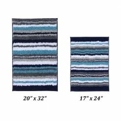 Griffie Collection 2-Piece Blue and Grey 100% Polyester 17 in. x 24 in., 20 in. x 32 in. Bath Rug Set by Better Trends