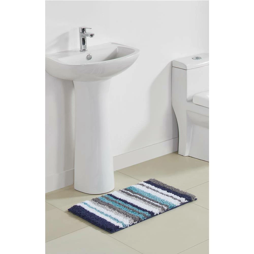 Griffie Collection 2-Piece Blue and Grey 100% Polyester 17 in. x 24 in., 24 in. x 36 in. Bath Rug Set by Better Trends 5 Griffie Collection 2-Piece Blue and Grey 100% Polyester 17 in. x 24 in., 24 in. x 36 in. Bath Rug Set by Better Trends - Image 3