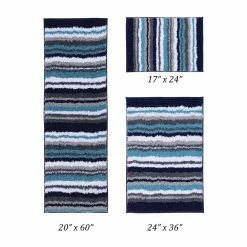 Griffie Collection 3-Piece Blue and Grey 100% Polyester 17 in. x 24 in., 24 in. x 36 in., 20 in. x 60 in. Bath Rug Set by Better Trends