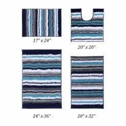 Griffie Collection 4-Piece Blue and Grey100% Polyester 17 in. x 24 in. Bath Rug Set by Better Trends