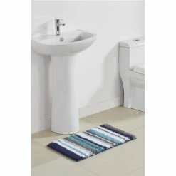 Griffie Collection 4-Piece Blue and Grey 100% Polyester 17 in. x 24 in. Bath Rug Set by Better Trends -Better Trends Sales Store blue grey better trends bathroom rugs bath mats bagr4pc17202160bg 4f 1000