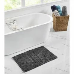 Alma Collection 20 in. x 32 in. Black 25% Cotton and 75% Polyester Rectangle Bath Rug by Better Trends
