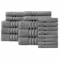Turkish Cotton Ultra Soft 18-Piece Bath Towel Set in Charcoal by Home Decorators Collection