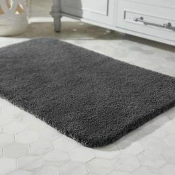 Eloquence Charcoal 24 in. x 40 in. Nylon Machine Washable Bath Mat by Home Decorators Collection