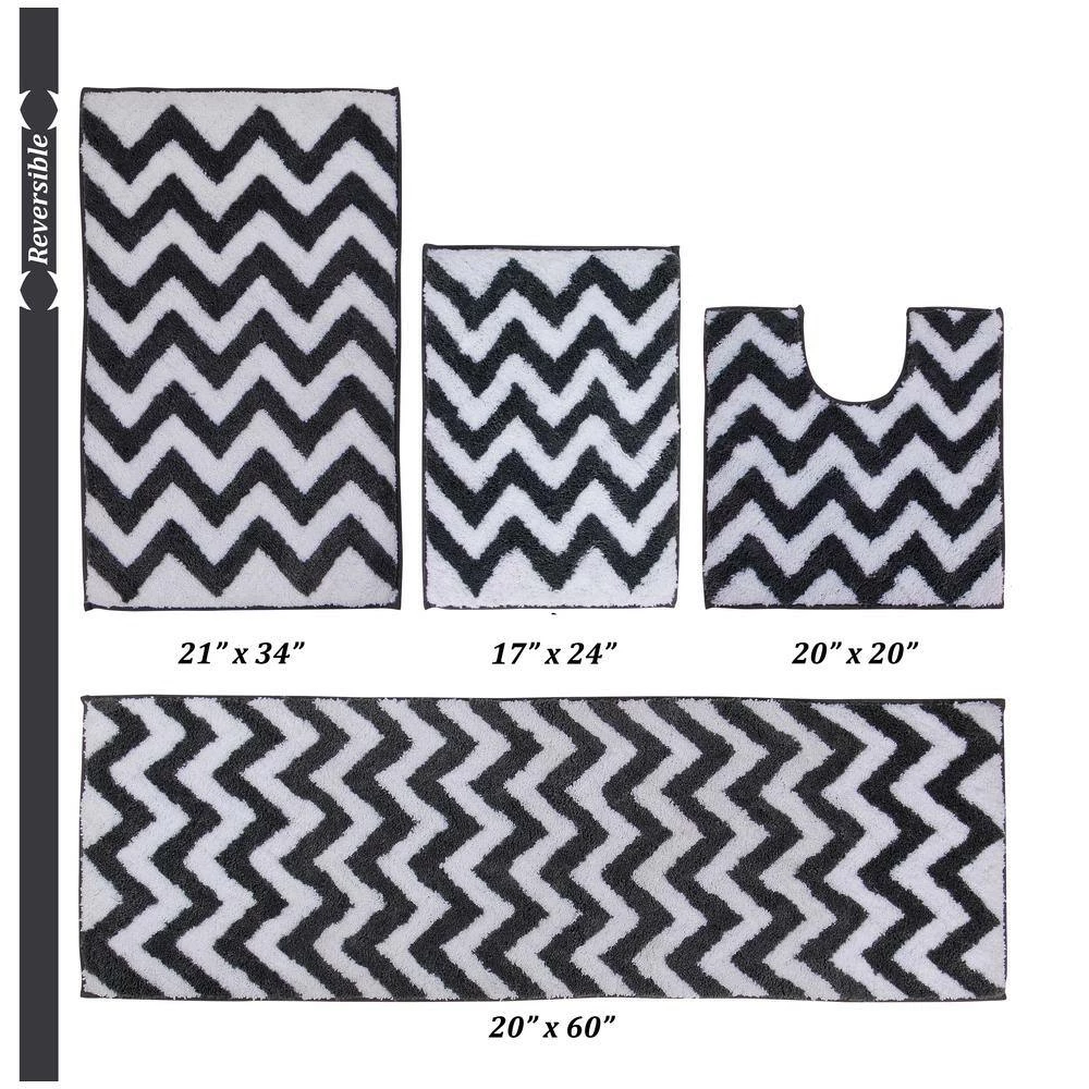 Pegasus Collection 4 Piece Charcol 100% Polyester Bath Rug Set (17" x 24" : 20" x 20" : 21" x 34" : 20" x 60") by Better Trends 4 Pegasus Collection 4 Piece Charcol 100% Polyester Bath Rug Set (17" x 24" : 20" x 20" : 21" x 34" : 20" x 60") by Better Trends - Image 2