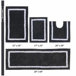 Pegasus Collection 4 Piece Charcol 100% Polyester Bath Rug Set (17" x 24" : 20" x 20" : 21" x 34" : 20" x 60") by Better Trends 14 Pegasus Collection 4 Piece Charcol 100% Polyester Bath Rug Set (17" x 24" : 20" x 20" : 21" x 34" : 20" x 60") by Better Trends -Better Trends Sales Store charcol better trends bathroom rugs bath mats bape4pc17202160cr c3 1000