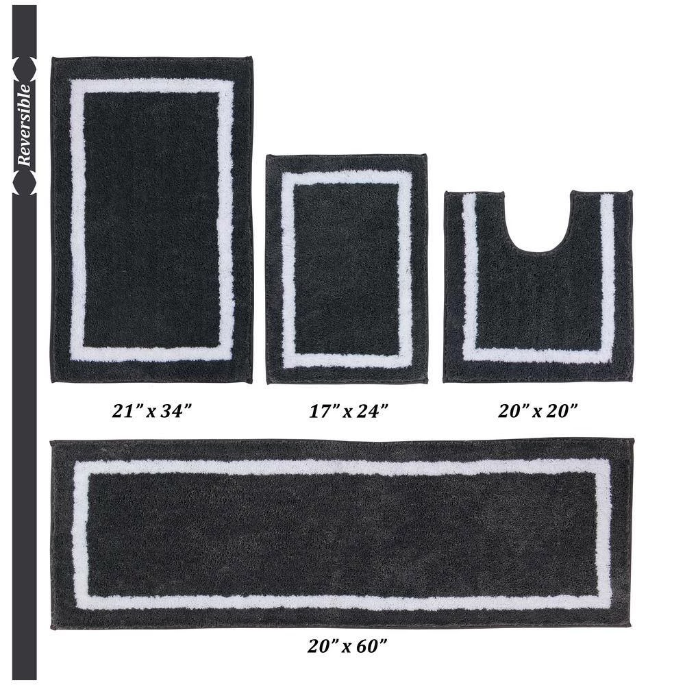 Pegasus Collection 4 Piece Charcol 100% Polyester Bath Rug Set (17" x 24" : 20" x 20" : 21" x 34" : 20" x 60") by Better Trends 6 Pegasus Collection 4 Piece Charcol 100% Polyester Bath Rug Set (17" x 24" : 20" x 20" : 21" x 34" : 20" x 60") by Better Trends - Image 4
