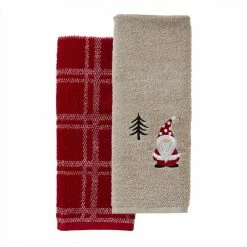 Gnome Holiday 2 Piece Hand Towel Set, dove gray, cotton by SKL Home