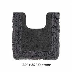 Shaggy Border Collection 2 Piece Gray 100% Cotton Bath Rug Set - (17" x 24" : 20" x 20") by Better Trends -Better Trends Sales Store gray better trends bathroom rugs bath mats barr2pc1720gry 4f 1000