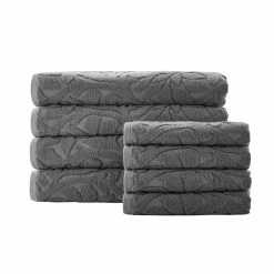 Turkish Cotton Gray Textured 8-Piece Bath Sheet Towel Set by Home Decorators Collection