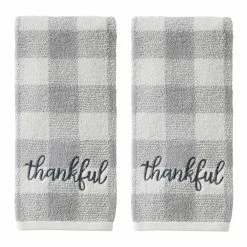 Thankful Plaid 100% Cotton 2-Pack Gray Hand Towel by SKL Home