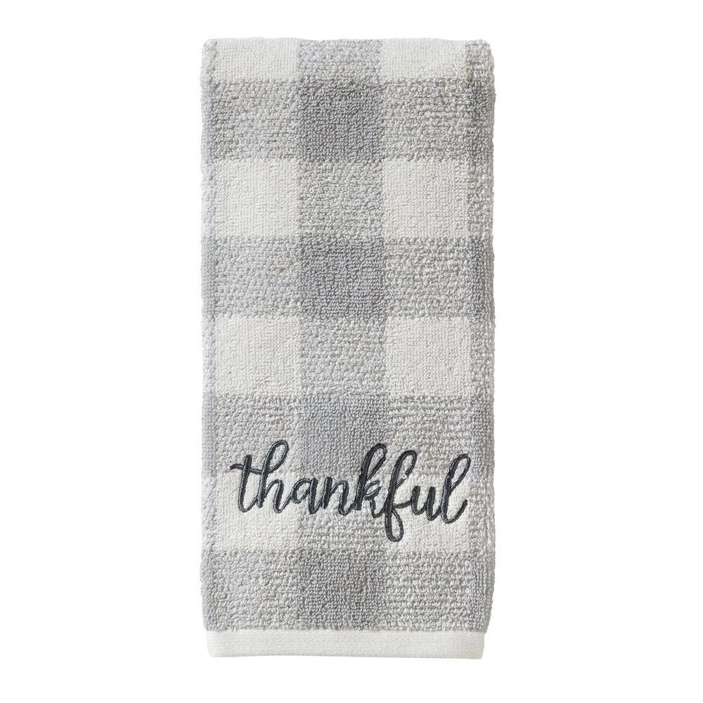 Thankful Plaid 100% Cotton 2-Pack Gray Hand Towel by SKL Home 4 Thankful Plaid 100% Cotton 2-Pack Gray Hand Towel by SKL Home - Image 2