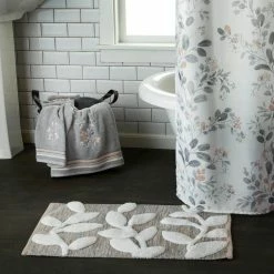 Greenhouse Leaves Gray 30 in. x 20 in. Floral Cotton/Polyester Bath Rug by SKL Home -Better Trends Sales Store gray skl home bathroom rugs bath mats w0039000850007 31 1000
