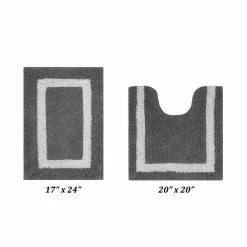 Hotel Collection Gray/White (17" x 24" : 20" x 20") 100% Cotton 2 Piece Bath Rug Set by Better Trends