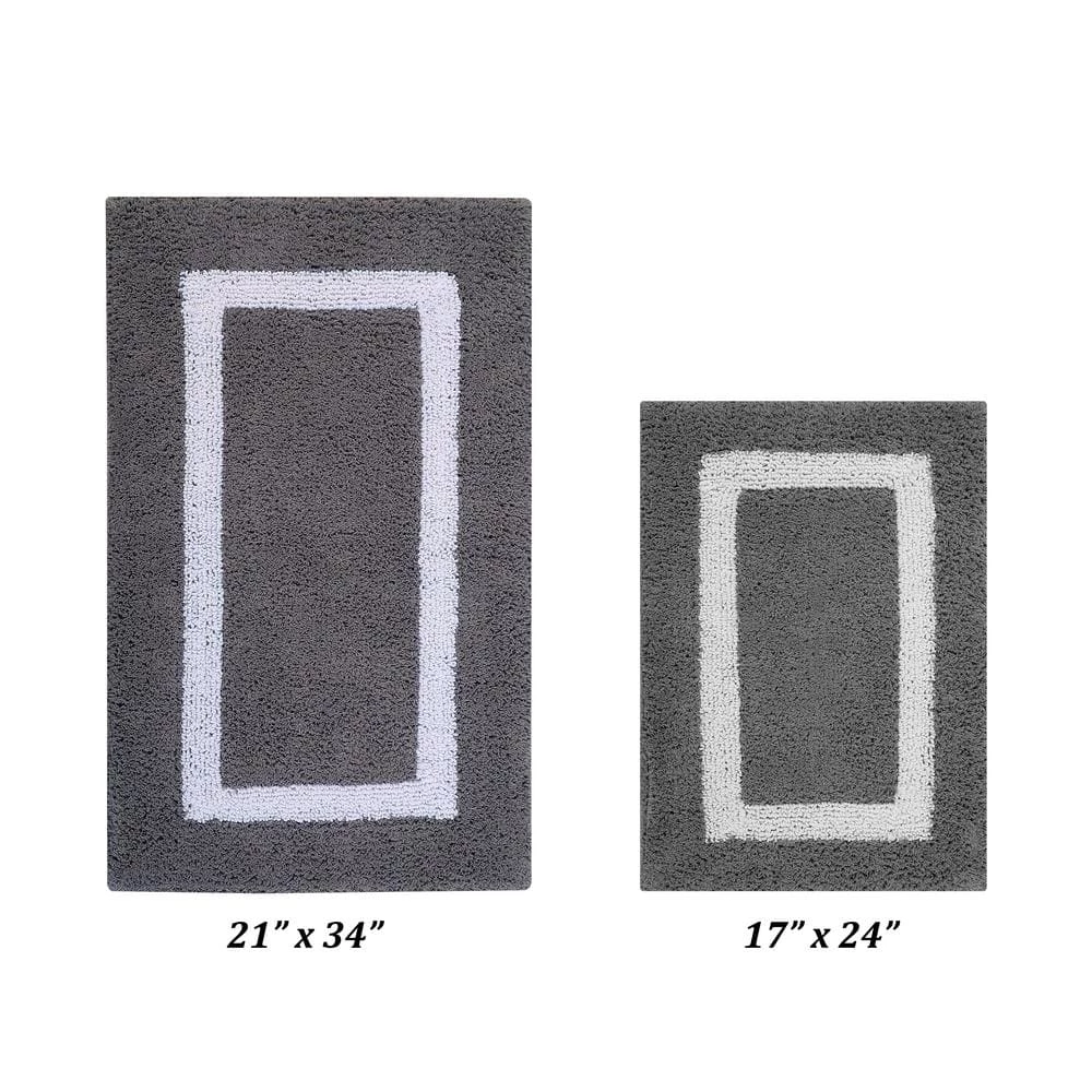 Hotel Collection Gray/White (17" x 24" : 21" x 34") 100% Cotton 2 Piece Bath Rug Set by Better Trends 3 Hotel Collection Gray/White (17" x 24" : 21" x 34") 100% Cotton 2 Piece Bath Rug Set by Better Trends