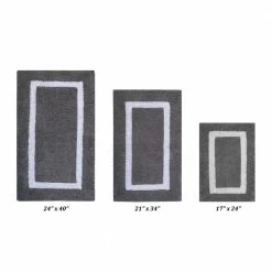 Hotel Collection Gray/White (17" x 24" : 21" x 34" : 24" x 40") 100% Cotton 3 Piece Bath Rug Set by Better Trends
