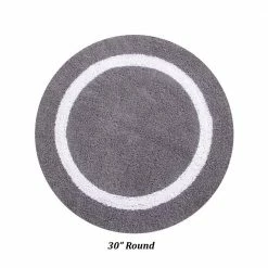 Hotel Collection Gray/White 30 in. x 30 in. 100% Cotton Bath Rug by Better Trends -Better Trends Sales Store gray white better trends bathroom rugs bath mats ss baho30rgrwh c3 1000