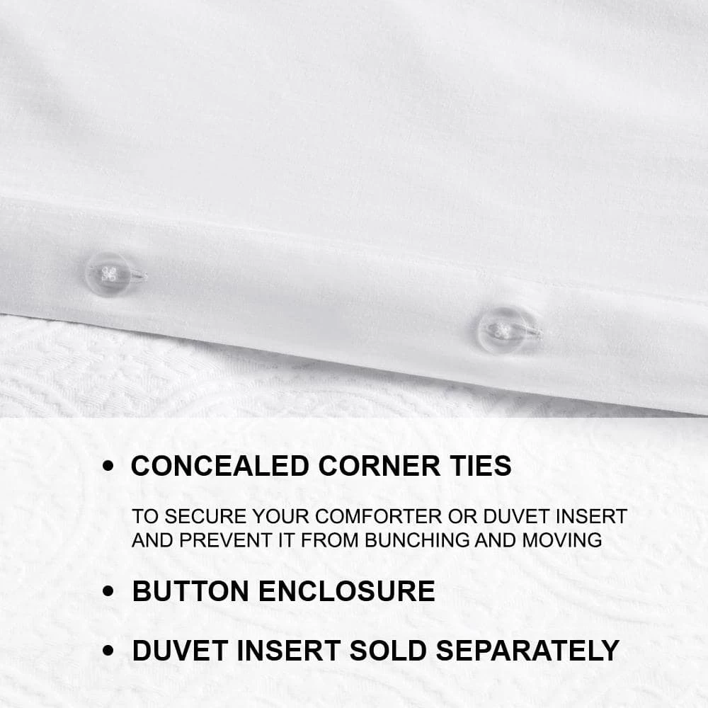Marlene 3-Piece White Textured Medallion Matelassé Cotton King Duvet Cover Set by Home Decorators Collection 6 Marlene 3-Piece White Textured Medallion Matelassé Cotton King Duvet Cover Set by Home Decorators Collection - Image 4