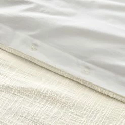 Quinn 3-Piece Ivory Cream Woven Textured Cotton Full/Queen Duvet Cover Set by Home Decorators Collection -Better Trends Sales Store home decorators collection bedding sets dn 19046 40 1000