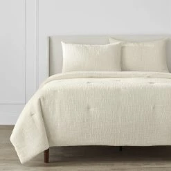 Quinn 3-Piece Ivory Cream Woven Textured Cotton King Comforter Set by Home Decorators Collection