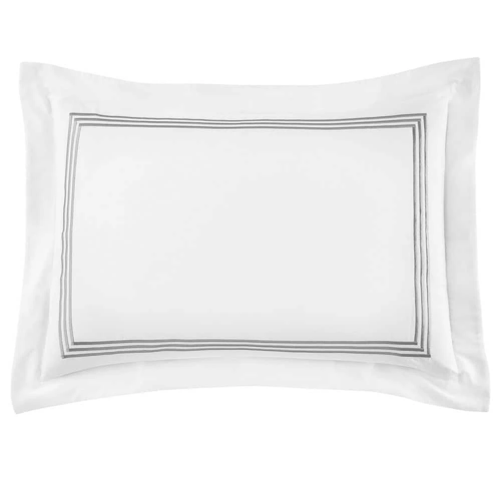 Maren 3-Piece White and Stone Gray Hotel Embroidered Border Cotton Full Duvet Cover Set by Home Decorators Collection 8 Maren 3-Piece White and Stone Gray Hotel Embroidered Border Cotton Full Duvet Cover Set by Home Decorators Collection - Image 7